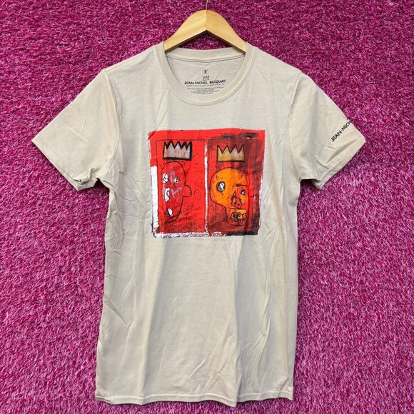 Jean Michel Basquiat Crown King Design Biege T-Shirt Small - Picture 1 of 4